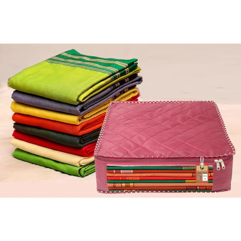 6 Piece Fabric Saree Organizers with Clear Window