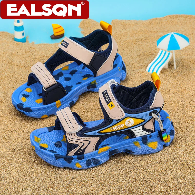 4 가지 색상 통기성 어린이 샌들 소년 소녀 경량 소프트 솔 여름 해변 신발 캐주얼 편안한 플랫 워킹 샌들