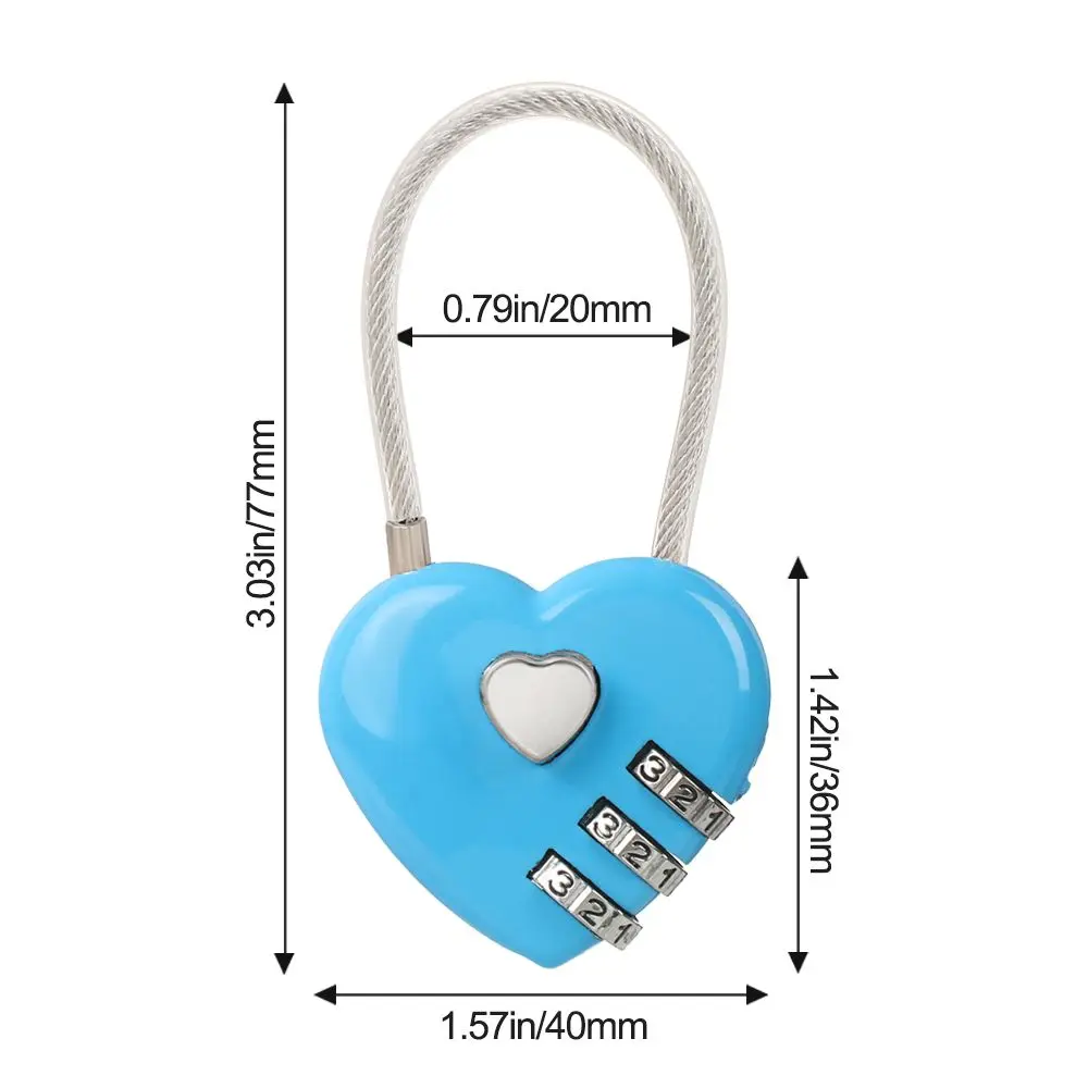 Cadenas De Bagages En Forme D'amour Avec 3 Chiffres, Mini Cadenas