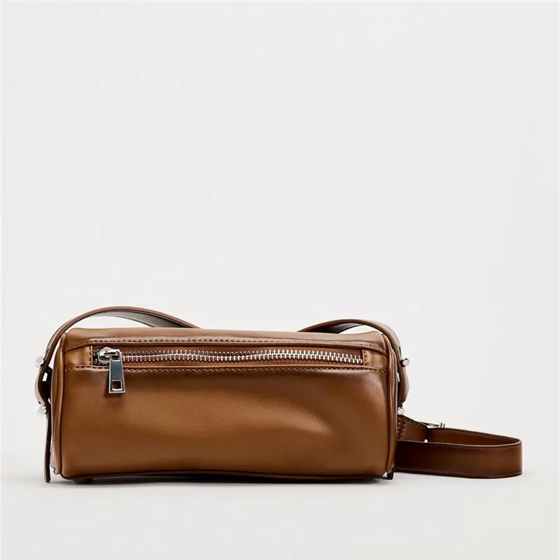 

Vintage PU Leather Shoulder Bag Barrel-shaped Women Designer Handbag High Quality Crossbody Bags for Woman Small Phone Purses
