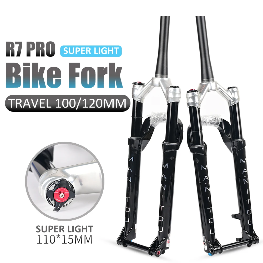 Manitou R7 PRO 자전거 포크 27.5, 산악 MTB 에어 바이크 포크, 매트 블랙 서스펜션, QR 100*9mm 및 ...