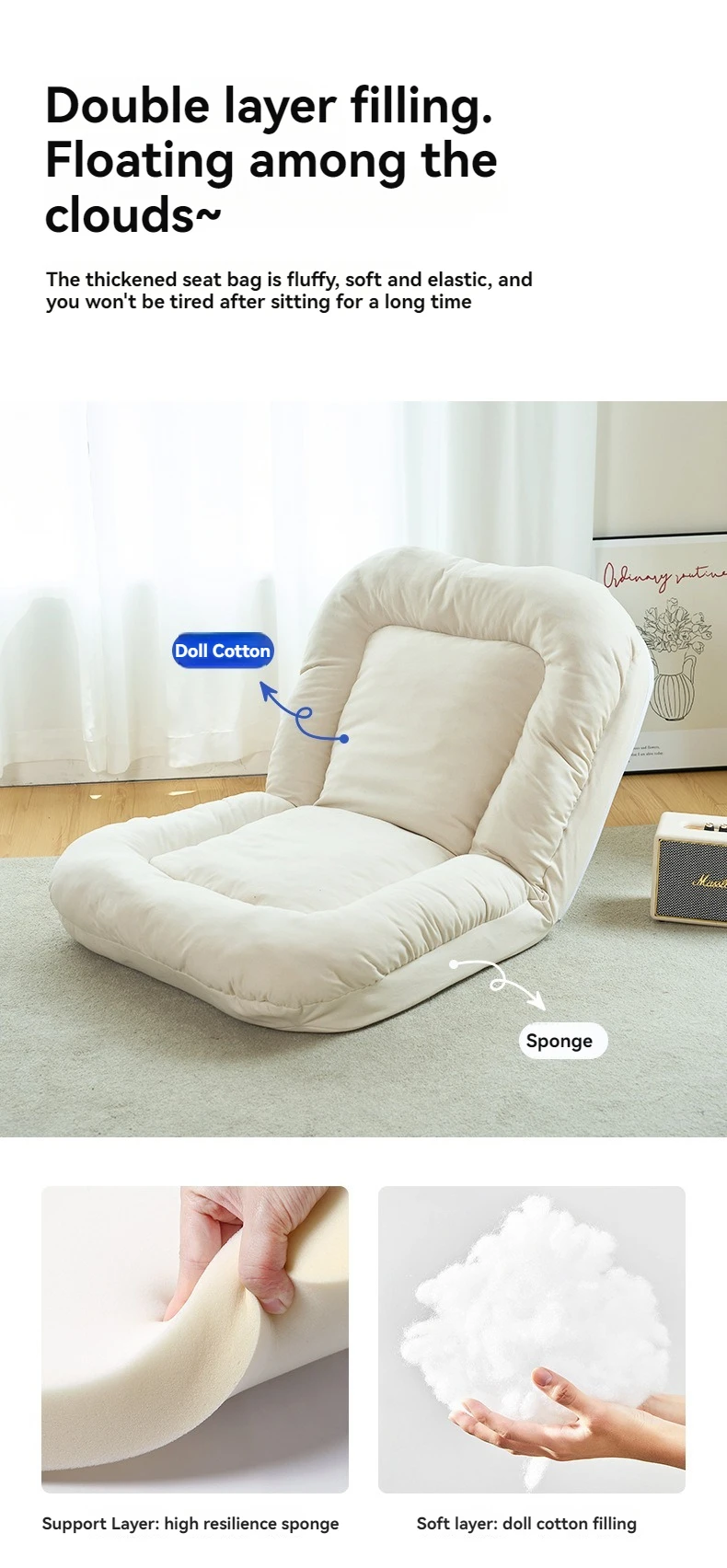 Description Picture 5 of itemLazy sofa folding multi level convenient leisure tatami bay window balcony bedroom internet famous folding chair sofa bed