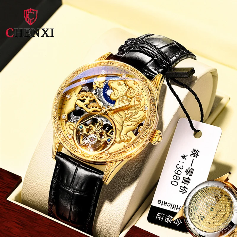 

CHENXI 6029H Men's Mechanical Watch Fashion Top Brand Luxury Montre Homme Golden Tiger Clock Automatic Skeleton Watch for Male