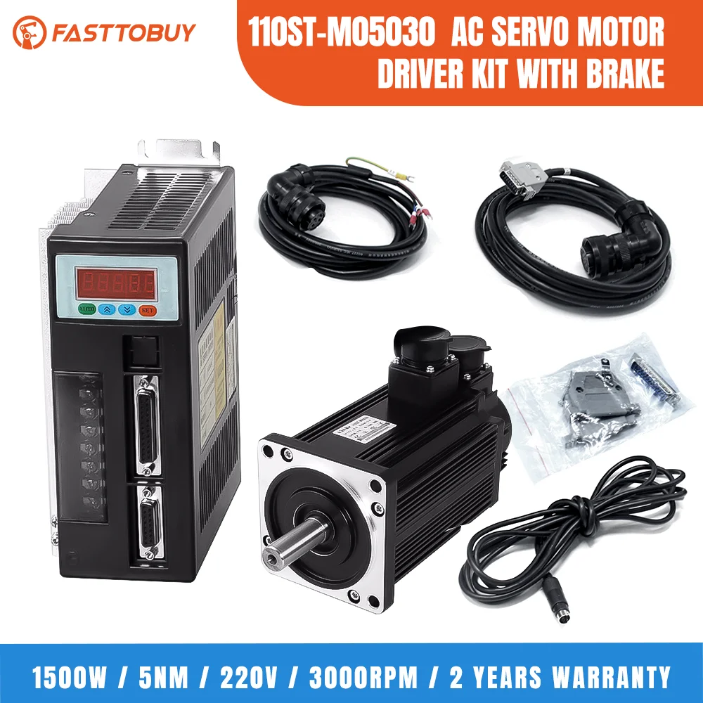 

110ST-M05030-BZ 1.5Kw 3000 об/мин Серводвигатель + комплект с тормозом 5N.m 220VAC для широкого применения с 2 годами гарантии