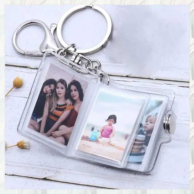 Hot Selling-10X 미니 소형 사진 앨범 키 체인 16 사진 책 홀더 열쇠 고리 남자 친구 여자 친구를위한 DIY 선물, 10X Mini Smal