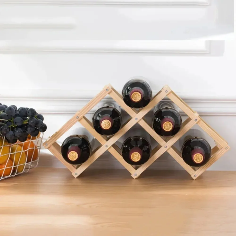 Wooden Wine Rack Folding Free-standing Wine Bottle Holder Creative Bar Display Shelf Simple Collapsible Storage Wines Cabinet