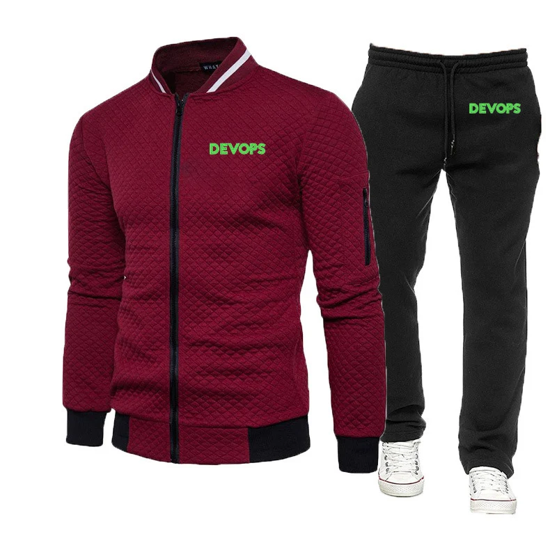 DEVOPS - The real definition of DEVOPS 2023 New Men's Fashionable Zipper Jacket Spring Fitness Running Casual Sportswear Suit