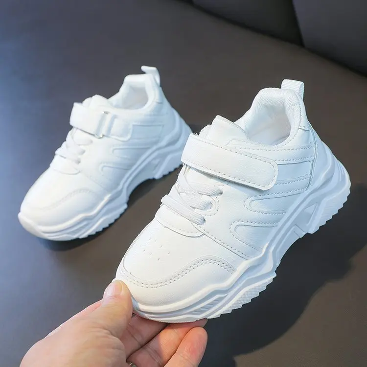 Breathable White Kids Sneakers for School