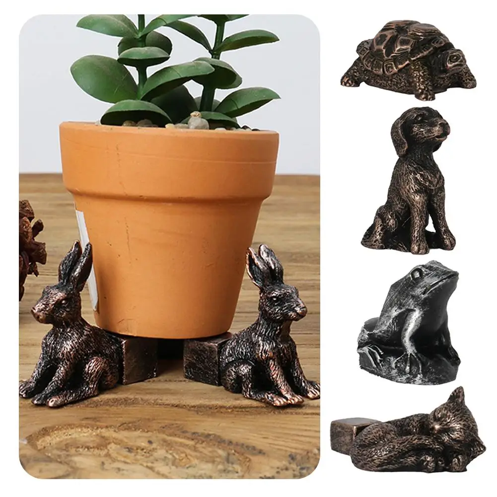 Garden Pot Risers 3PC Garden Cat Dog Plant Pots Risers Pad Animal Shape Flower Pot Feet Stand Resin Pot Foot Plant Bonsai Holders Outdoor
