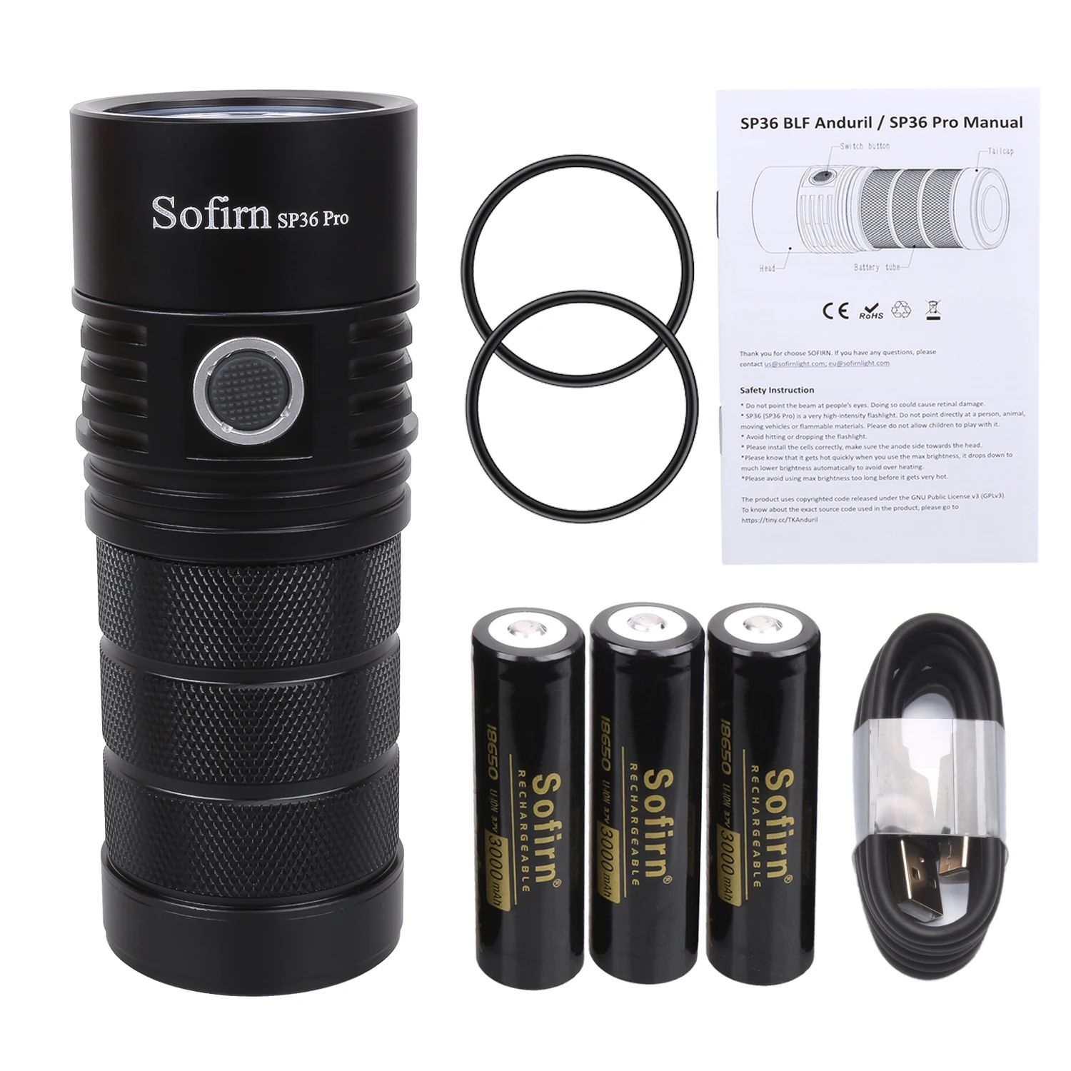 SOFIRN SP36PRO Black 懐中電灯 sofirn Flashlight High Lumens, 8000 Lumens Super Bright SP36