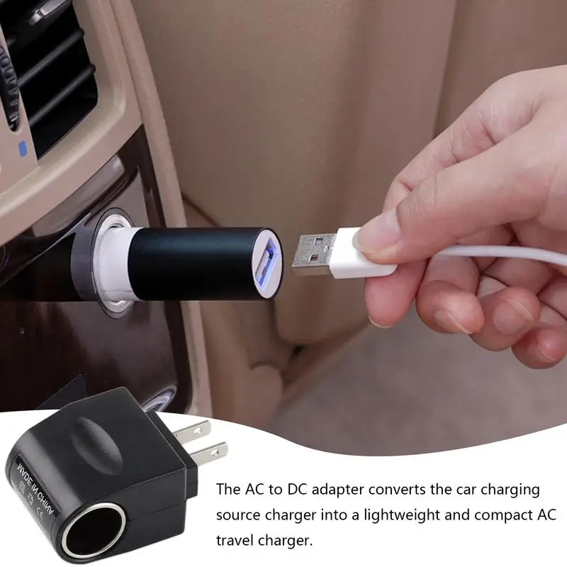 Car LighterPlug Adapter Stable LighterConverter With LED Indicator 220V To 12V Black Auto Accessories AC To DC Car Adapter