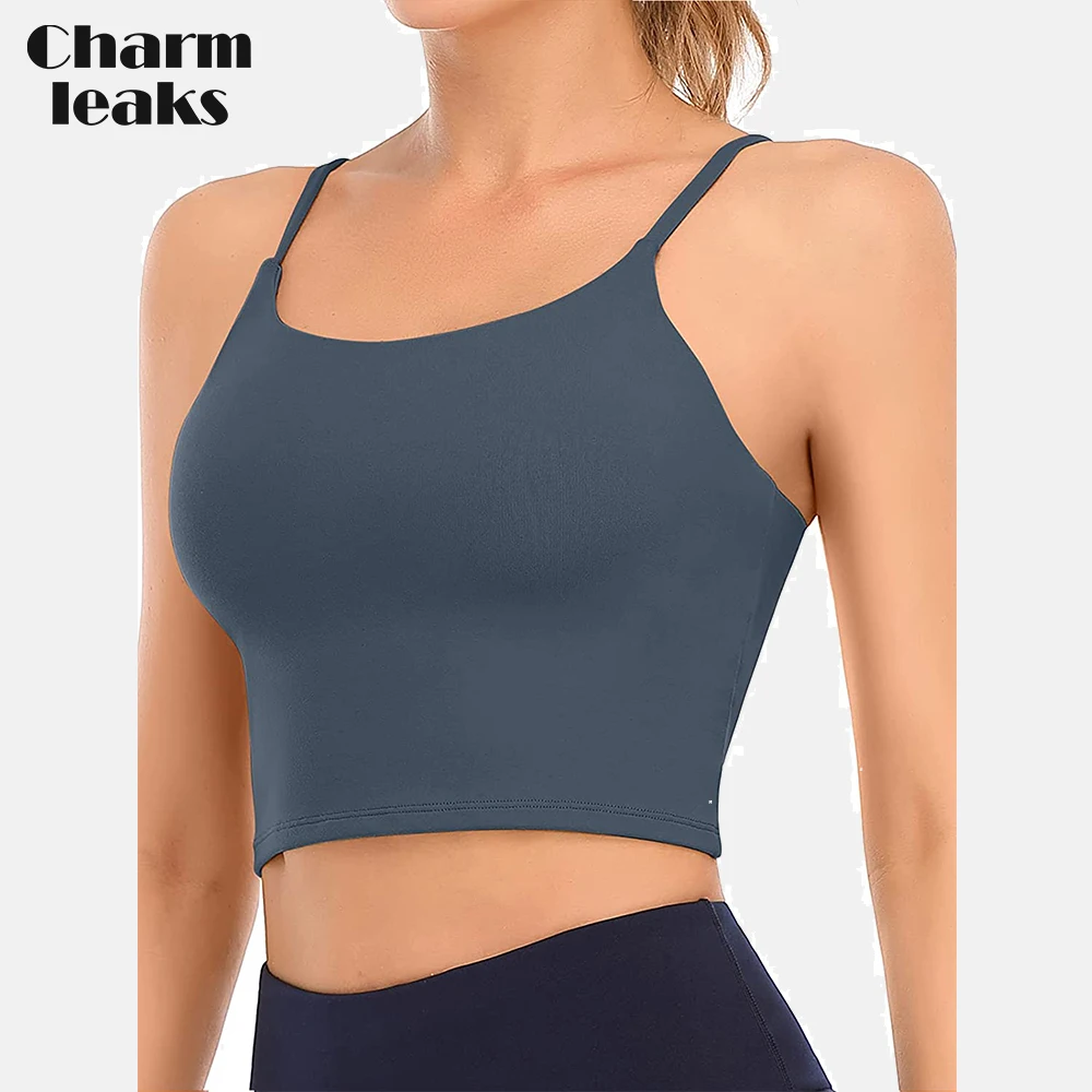 Charmleaks Women Sports Bra Running Yoga Crop Top Longline Medium