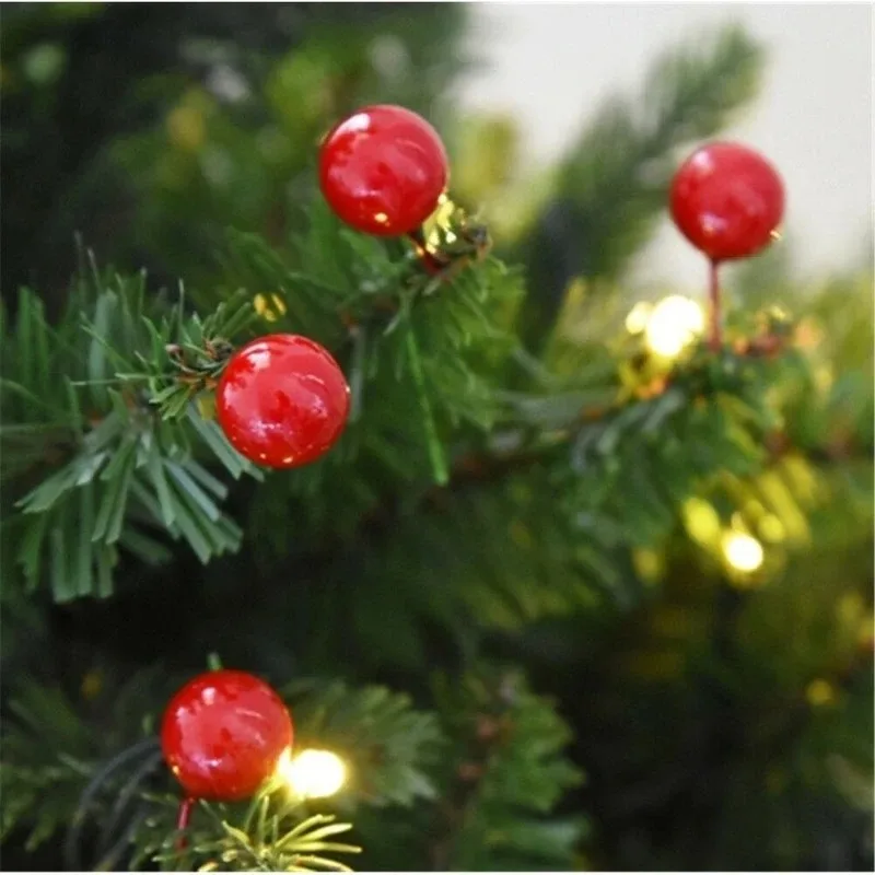 50 Pcs Artificial Berry Pearl Plastic Cherry Christmas Party Decor DIY Craft Gift Party Supplies Wedding Wreath Home Decorations christmas ornaments