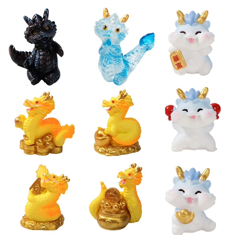 New Year Dragon Figures Miniature Dragon Statue Christmas Resin Figurine Home Ornaments Decoration