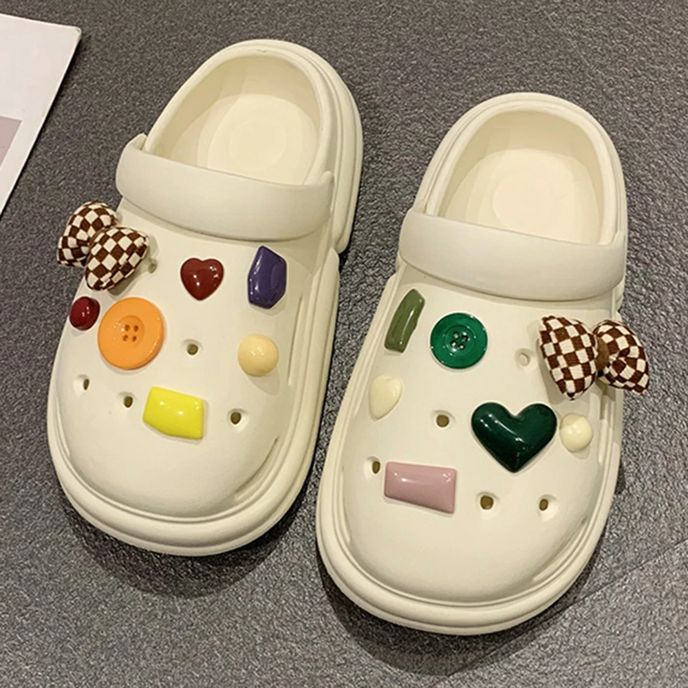 

Summer Women Slippers Fashion Thick Bottom Hole Shoes EVA Slippers Anti Slip Baotou Slippers Outdoor Beach Sandals cc146