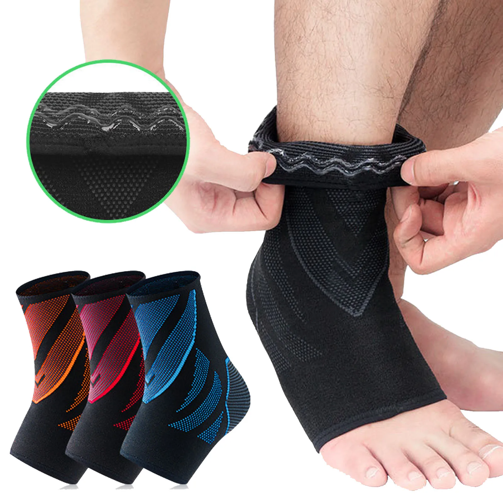 1Pairs Ankle Brace Compression Sleeves for Football Ankle Support Socks Injury Recovery Joint Pain Plantar Fasciitis Protector