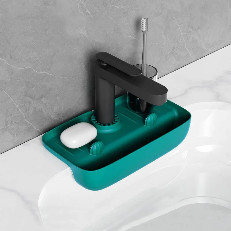 Silicone Kitchen Faucet Mat Sink Splash Pad Drain Pad Bathroom Countertop Protector Shampoo Soap Dispenser Quick Dry Tray