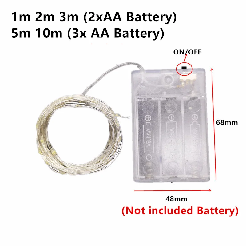 Enchanting LED Fairy Lights - Battery-Powered Silver Wire String