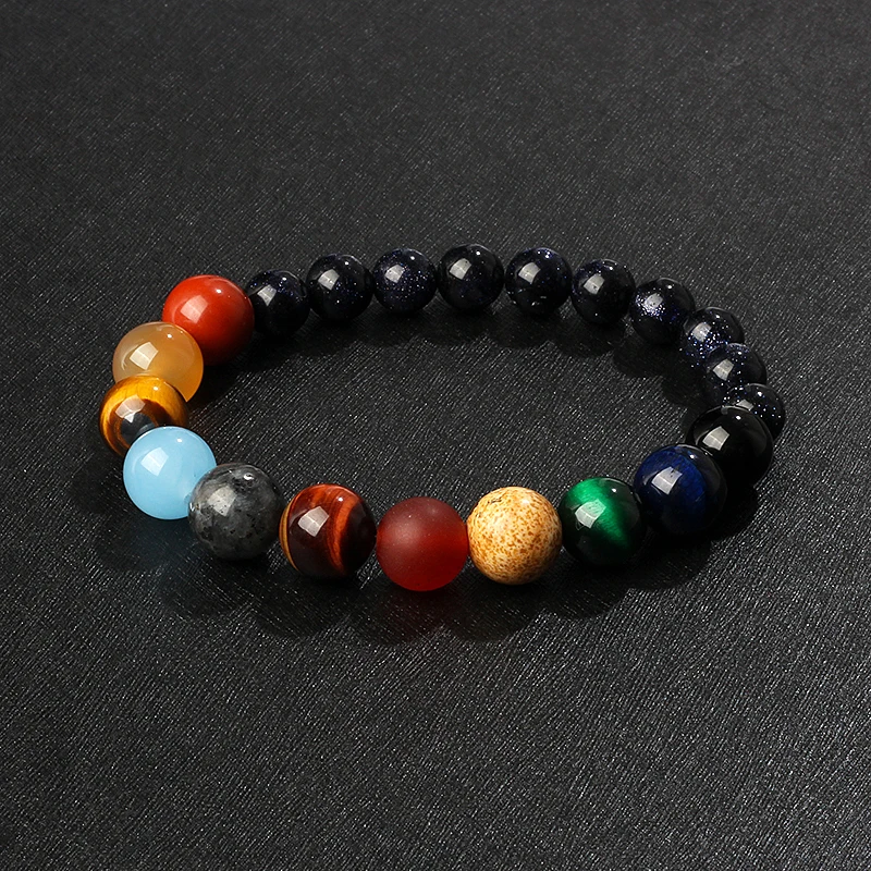 Embracenature napelemes Rendszer Nyolc planets bracelet Világmindenség Galaktika Gyám Sztár Természetes Kő- gyöngyök bangles számára Nők ékszer