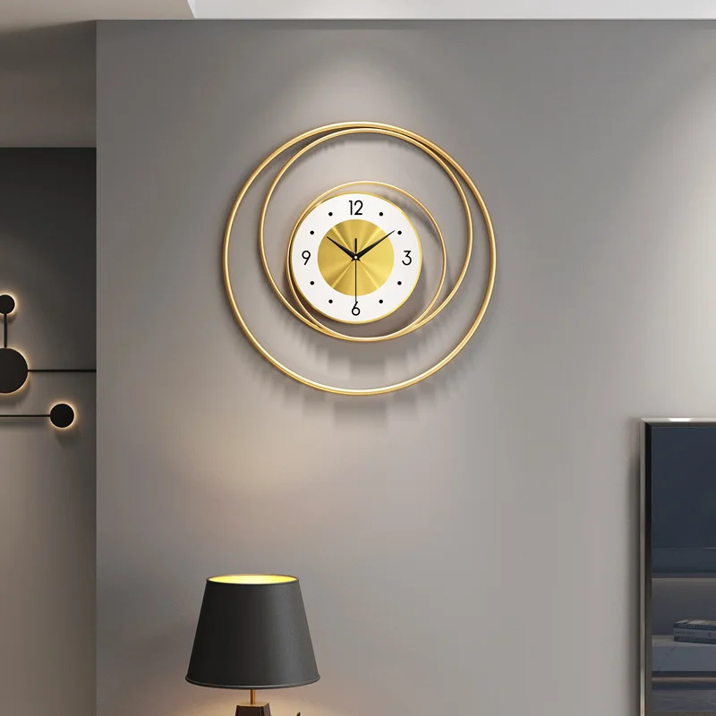 

Home Simple Metal Wall Clock Nordic Light Luxury Wrought Iron Round Decorative Clock Silent Sweep Seconds Quartz Watch Pendant