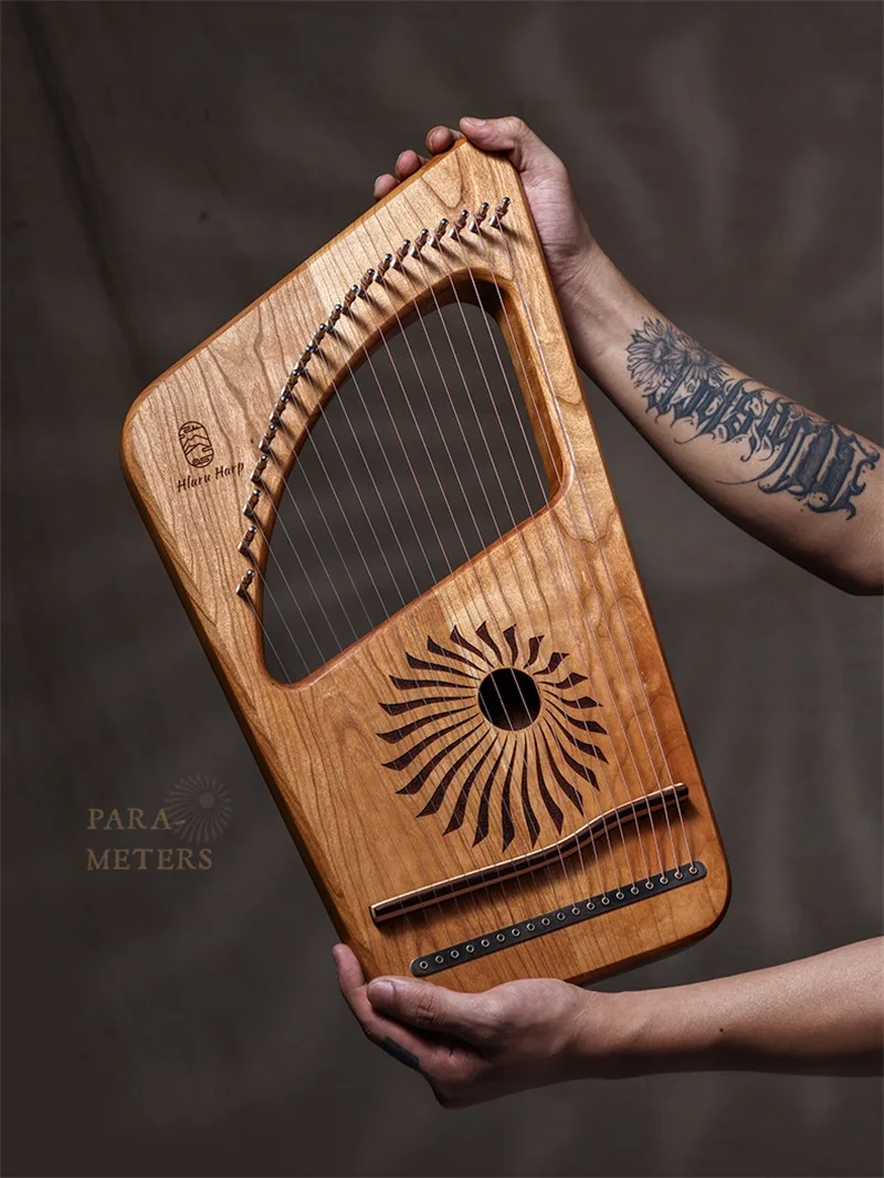 Hluru Lyre Harp 19 Strings Finger Piano Harp Cherry Wood Beechwood Material Lyre Key C Stringed Instrument Kids Birthday Gifts