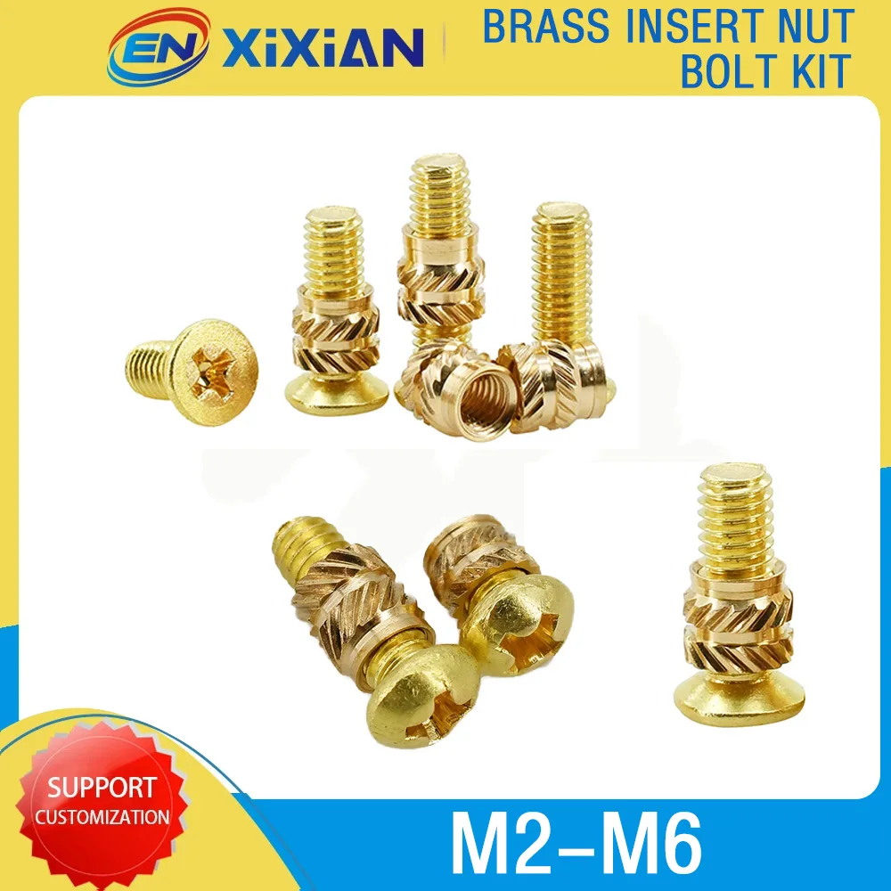 

Brass Bolt Screw Kit Knurled Hot Melt Heating Insert Nuts Insertion 3D Printer Laptop Insertnut Set Copper Threaded Nut Inserts