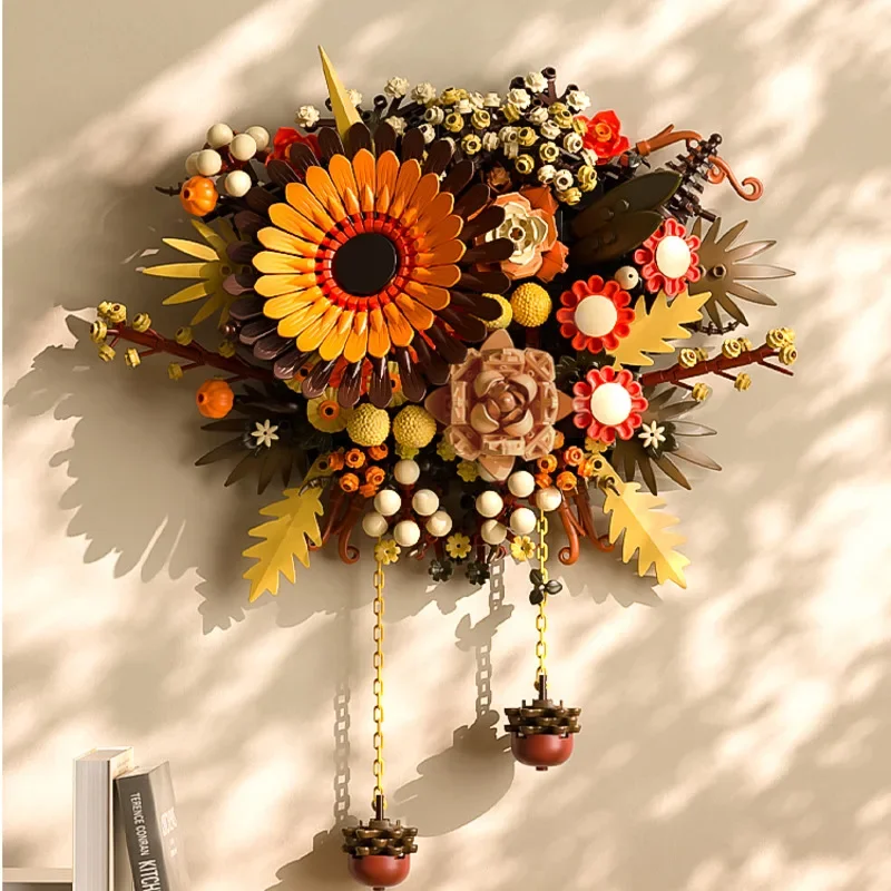 

Building Blocks Wall Hanging Sunflower Artificial Flower Living Room Decorated Girlfriend Birthday Gift Assembled Toys