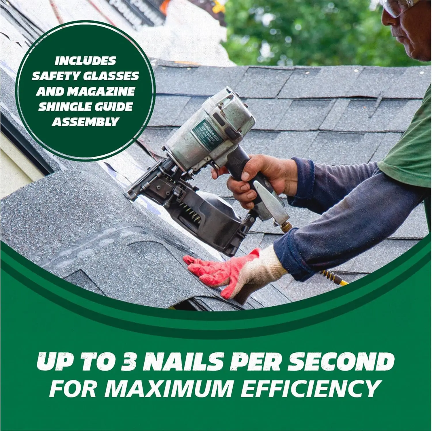 Metabo HPT Roofing Nailer, Pro-preferred Pneumatic Power Nailers in Roofing tools, Pneumatic Nailer for Asphalt