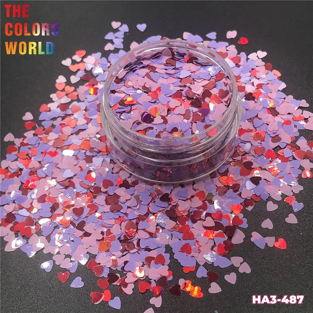 TCT-063 발렌타인 데이 믹스 하트 글리터 네일 아트 장식, 화장품 메이크업 페이스 페인트, 바디 아트 글리터 네일 살롱 장식