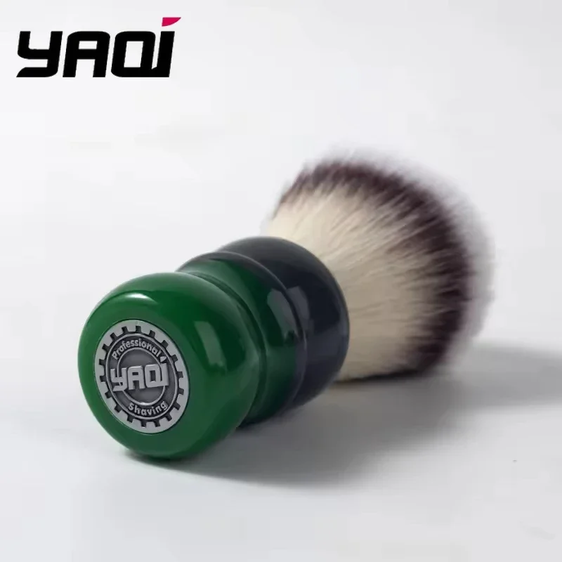 YAQi Men's Shaving Brush Mocha-Matcha Tea Colored 26mm Synthetic Bristle Knot Resin Handle Synthetic Hair Shave Brush & Soap Kit