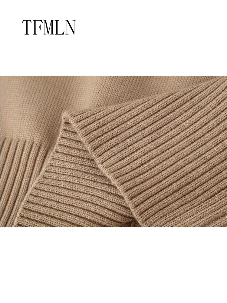 Fashion Women Causal Knitted Sweaters 2025 Autumn Elegant Stand Collar Zipper Solid Cardigan Tops Retro Ladies Knitwear Coats