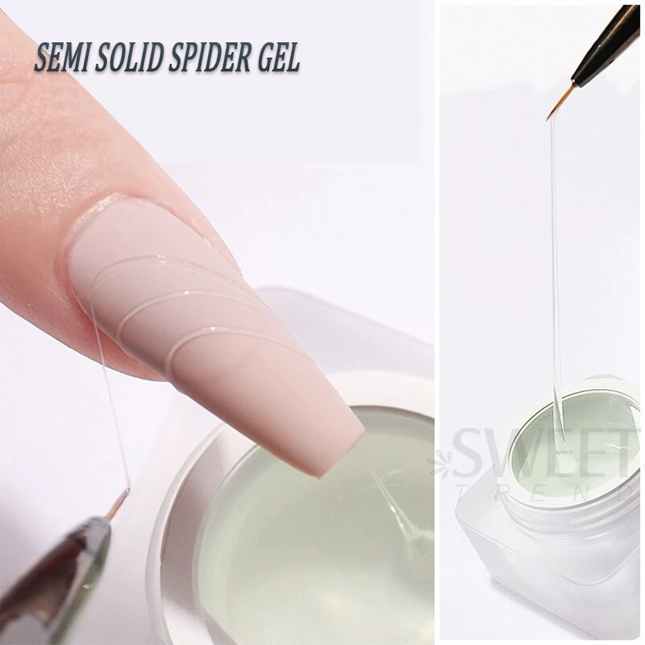 Semi Solid Spider Gel Nail Polish Clear Liner Gel Mirror Powder Adhesive Lacquer DIY Flower Drawing Adhensive Glue Manicure Tool