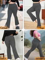 Plus Size Women's Super Soft Flare Pants High Waisted Tummy Control Workout Yoga Push Up Gym Fitness Long Leggings Bell Bottoms - Image 3
