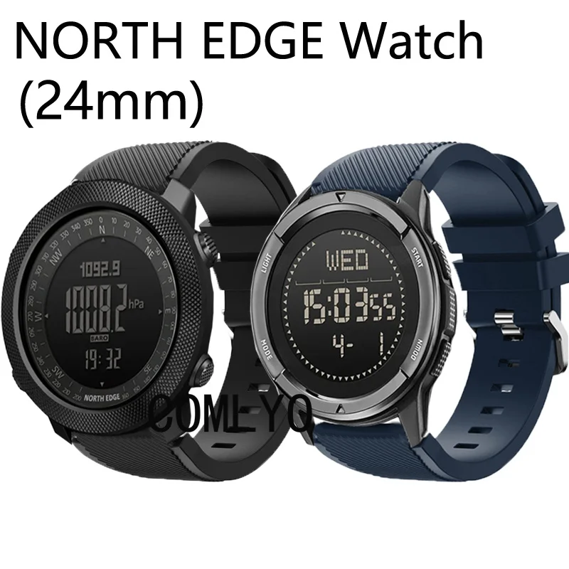 

Ремешок силиконовый для мужских смарт-часов, сменный Браслет для NORTH EDGE ALPS APEX 3 50 мм EVOQUE 2, 24 мм