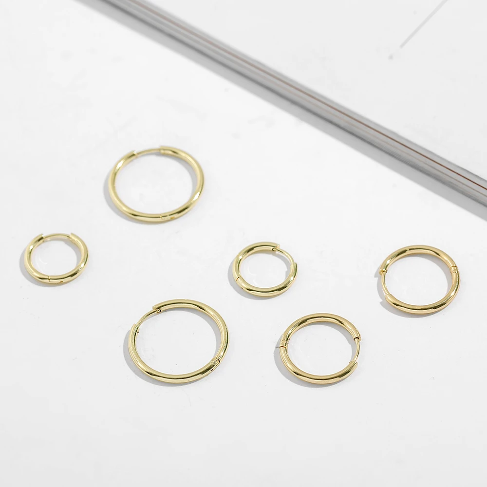 Gold Color Small Hoop Earrings Stainless Steel Circle Round Huggies for Women Men 2020 Ear Ring Bone Buckle Fashion Jewelry 25MM 6