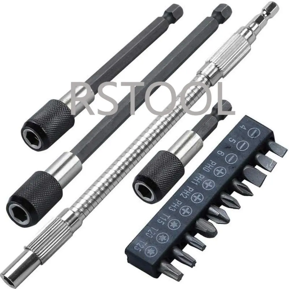 keyless drill chuck screwdriver impact driver adaptor 1 4 hex shank drill bit tool convertor adapter 0 3 3mm collets 14PCS Set 1/4