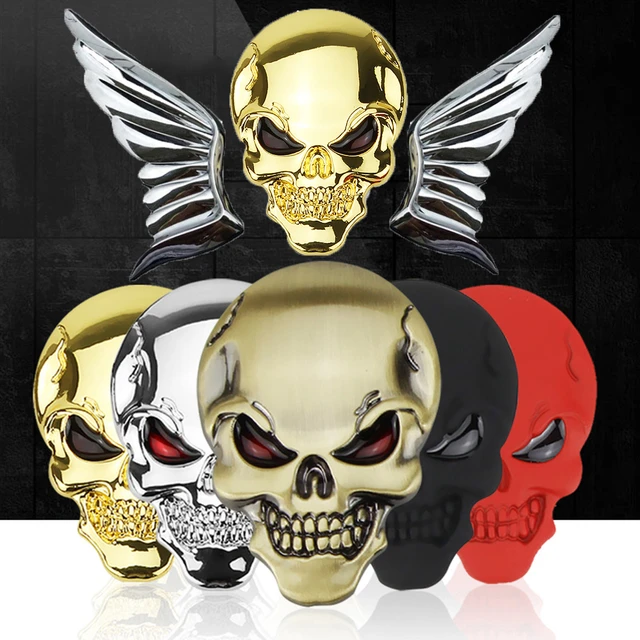 3D Skull Wing Metal Car Sticker Logo Skull Emblem Badge Car