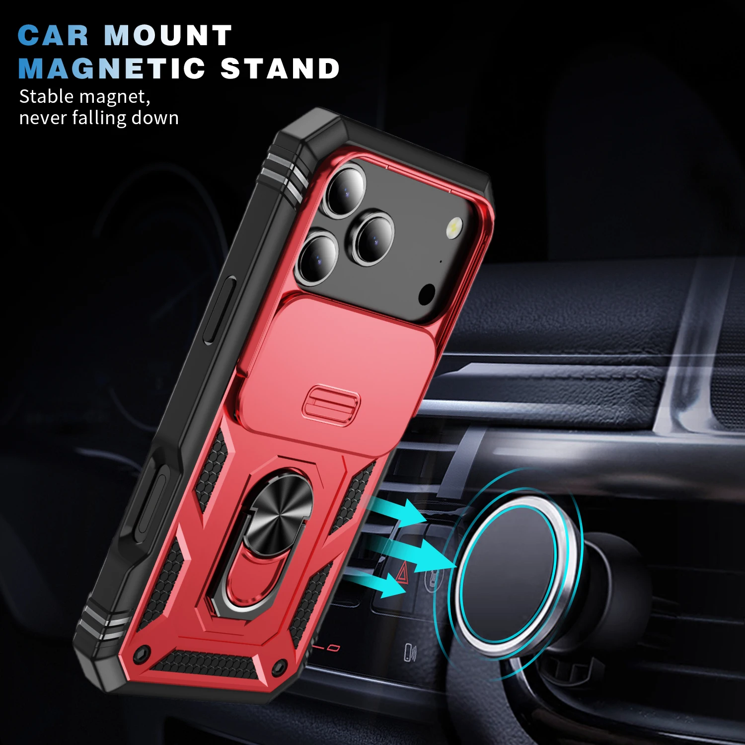 Heavy Duty Phone Case with 360-Degree Kickstand and Camera Protection