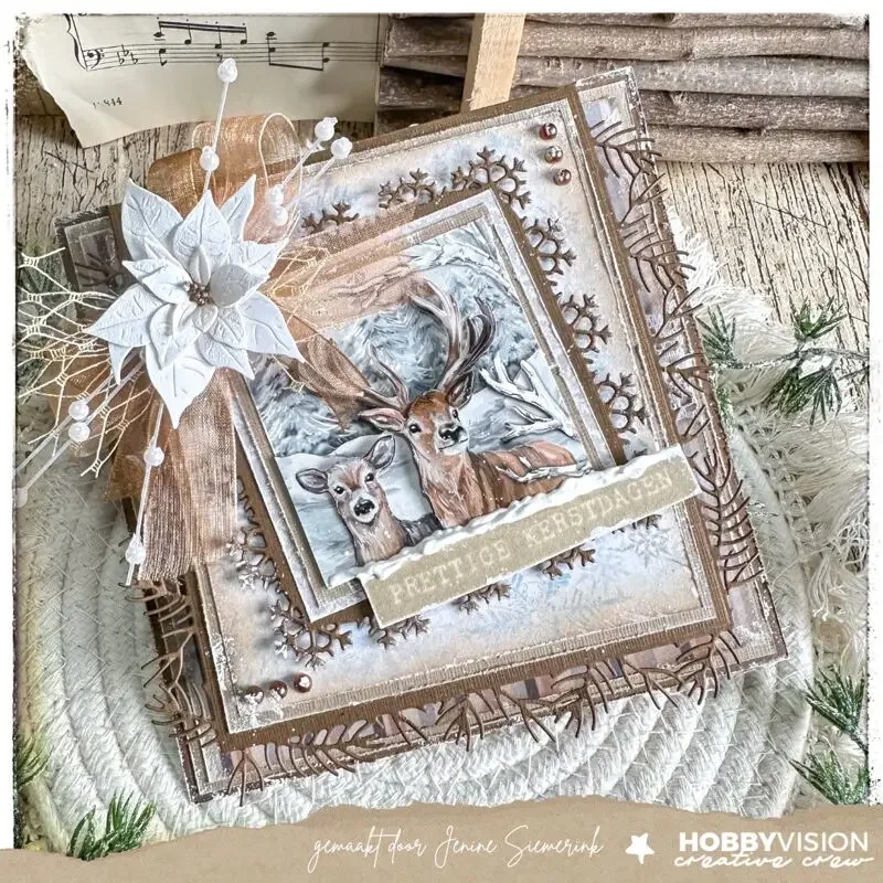 CuWinter Toys Frame Square Deer Snowflowers Metal Cutting Dies Silicone Stamps Scrapbooking Stencil Photo Album Card DIY Paper