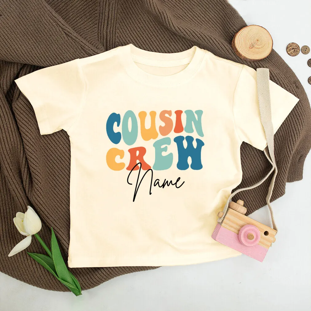 Personalized Cousin Crew Kids Shirt Retro Custom Name Cousins Matching T-shirt Child Summer Short Sleeve Tee Toddler Clothes Top 4