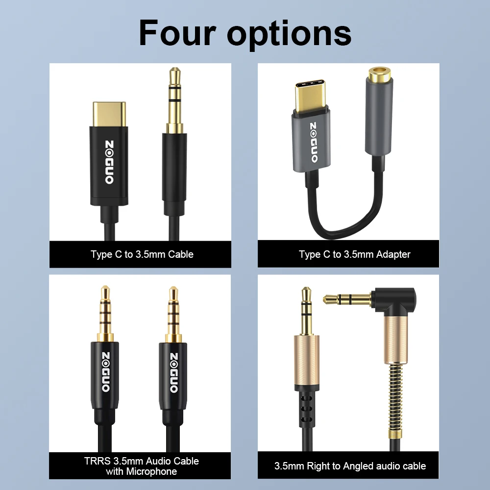 ZOGUO USB CŸ 3.5mm  - AUX ̺, CŸ  ī, ڵ Ŀ , Tipo C  