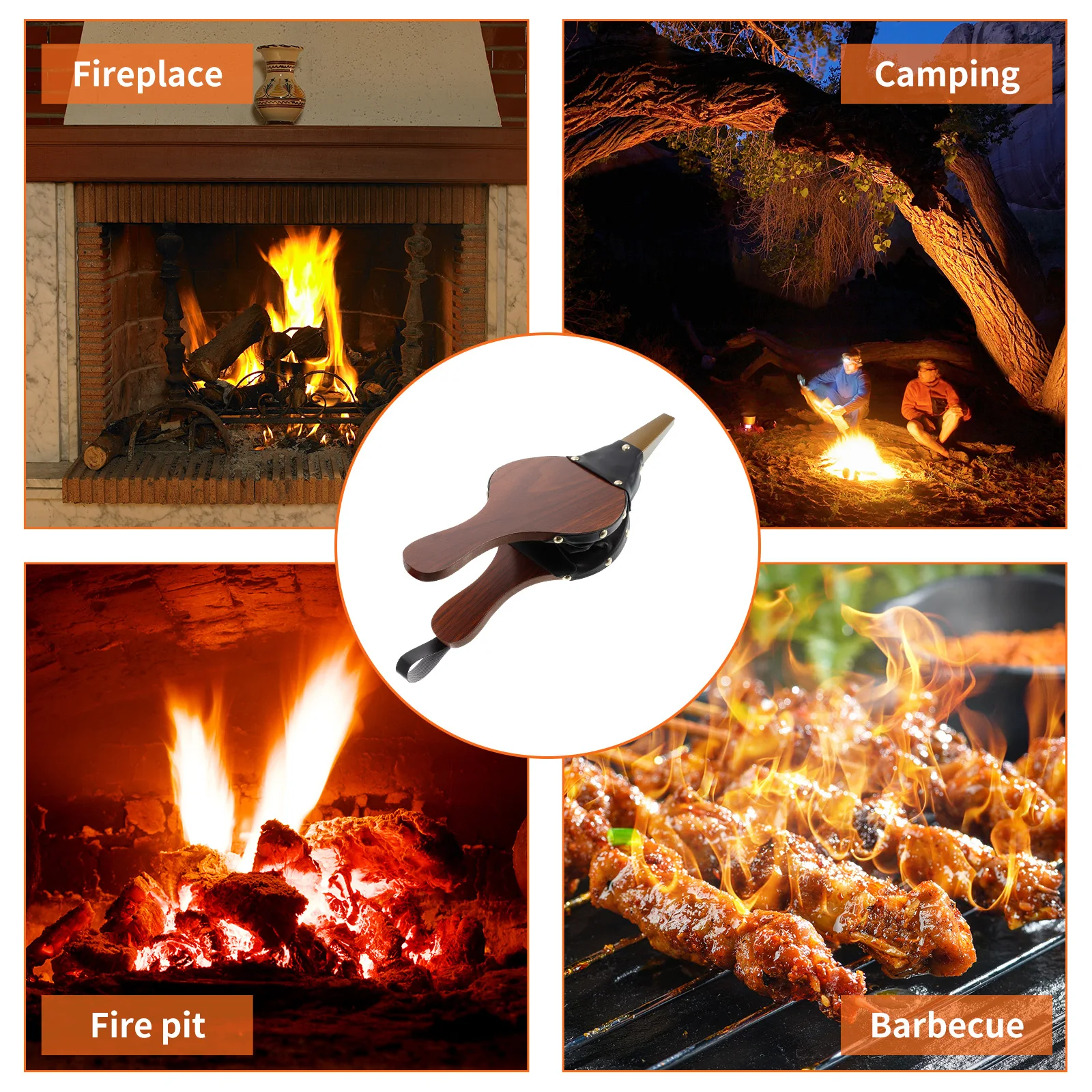 Mini Vintage Wooden Manual Handmade Air Blower Fan Blower For Fireplace Barbecue Fire Bellows Outdoor Cooking Picnic Camping