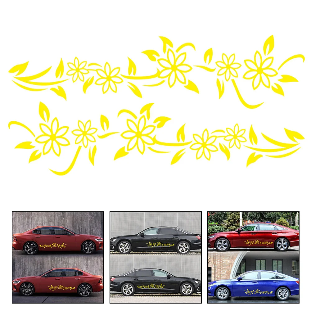 

2Pcs Flower Car Decal Stickers Vinyl Car Side Decal Car Hood Decals for Cars/ SUV Universal Scratch Car Sticker