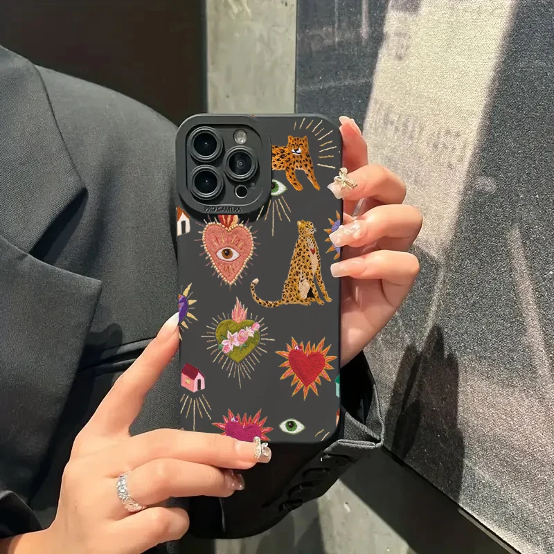 Luxury Floral Leopard Eyes Silicone Phone Case