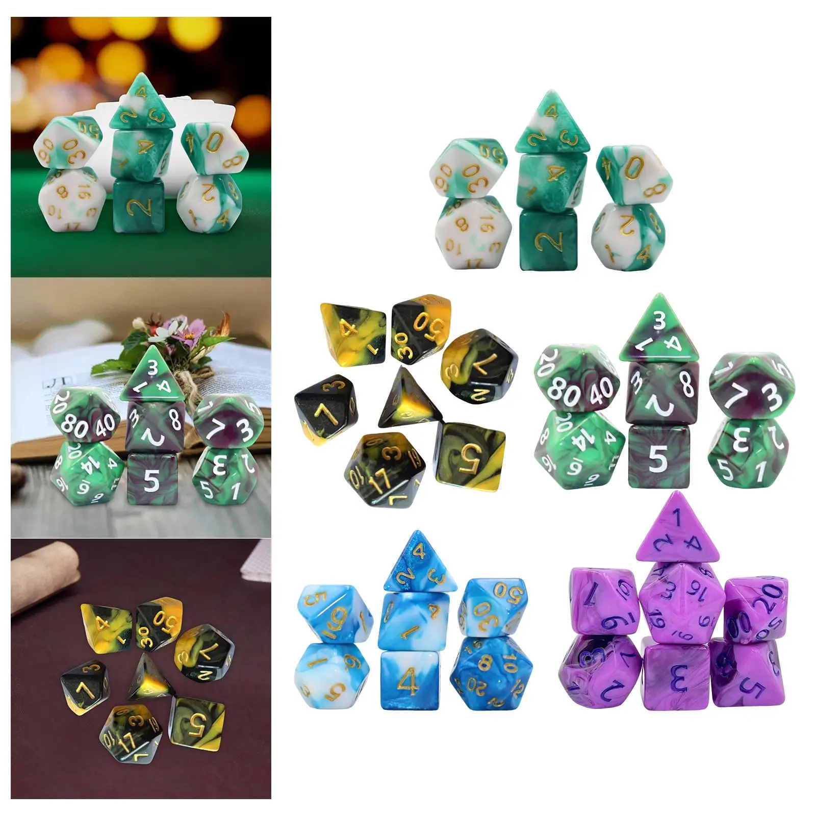 

7x Polyhedral Dices Table Games Multi Sided Dices for Board Game Props