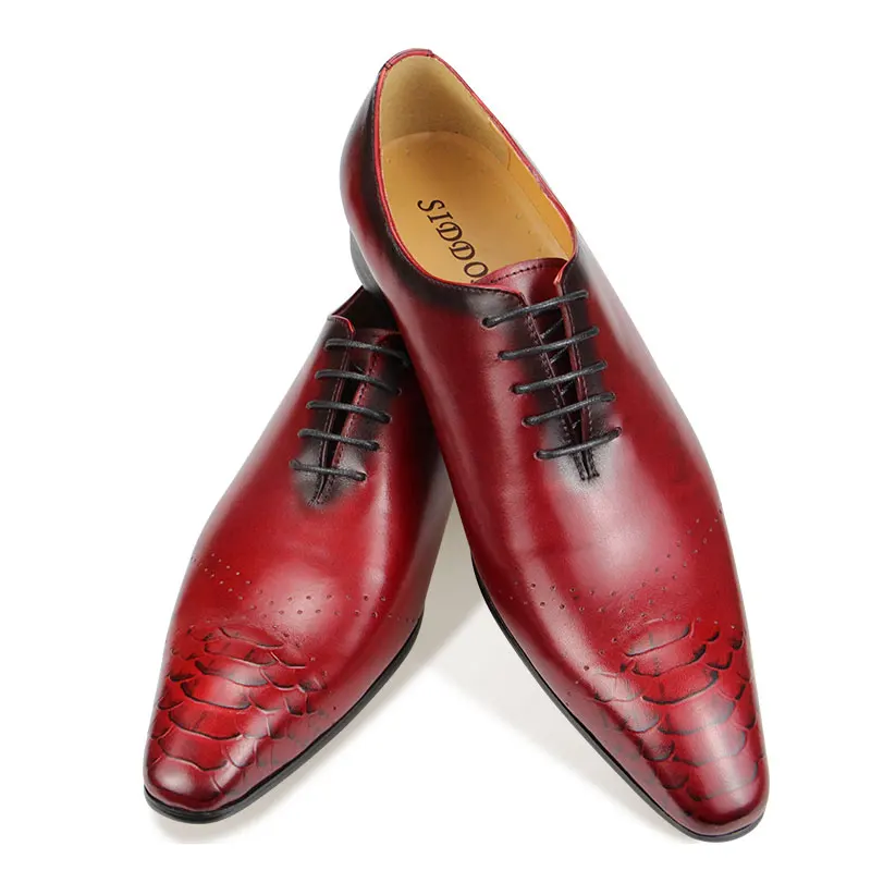 Men's Wedding Shoes Luxury Elegant Business Office Oxford Man Long Shoes Handmade Leather Shoes Traditional Casual Office Of Man
