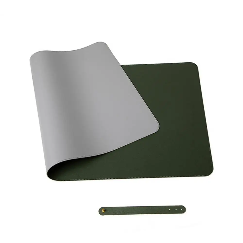 Mouse Pad Gaming Mousepad Stain Resistant PVC Strap Design Faux Leather Decorative Smooth Surface Desk Keyboard Mat