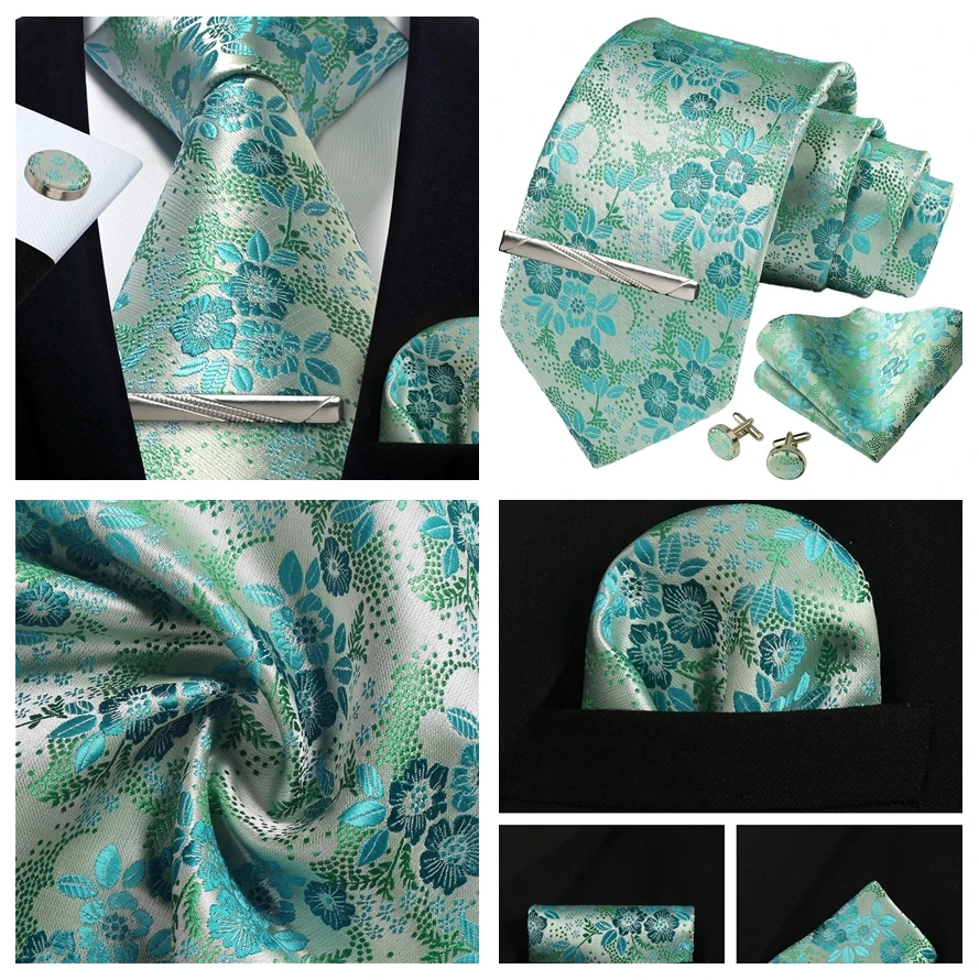 Herren Gold schwarz Paisley Seide Krawatte für Männer Luxus Geschenk klassische Krawatte Taschentuch Manschetten knöpfe Krawatten klammer Set formale Hochzeit Accessoires – Detail 25