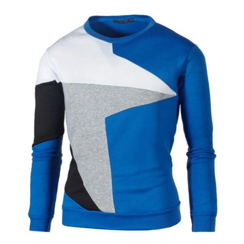 

Autumn Winter Men's Long Sleeve Pullover Sweater Casual Fashion Round Neck Patchwork Contrasting Color Menswear