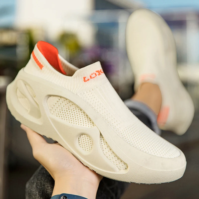 Men Shoes Comfortable Sneakers Breathable For Man Tennis Sports Running Shoes Outdoor Grey Weave Women Fashion Slip-on Gym Shoes 3